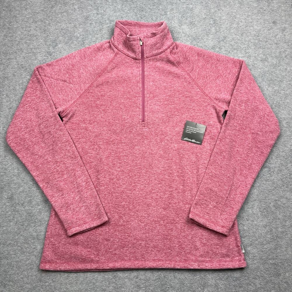 NWT Eddie Bauer Women's Small Fleece 1/4 Quarter‎ Zip Pullover Sweater Berry